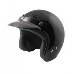 Open face Helmet - Classic Solid Glossy Black