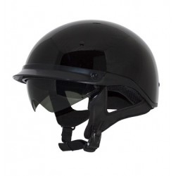 Half Helmet with drop down visor Roadster Glossy Black