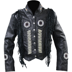 WOMENS LEATHER JACKET with Suede FRINGE W1701