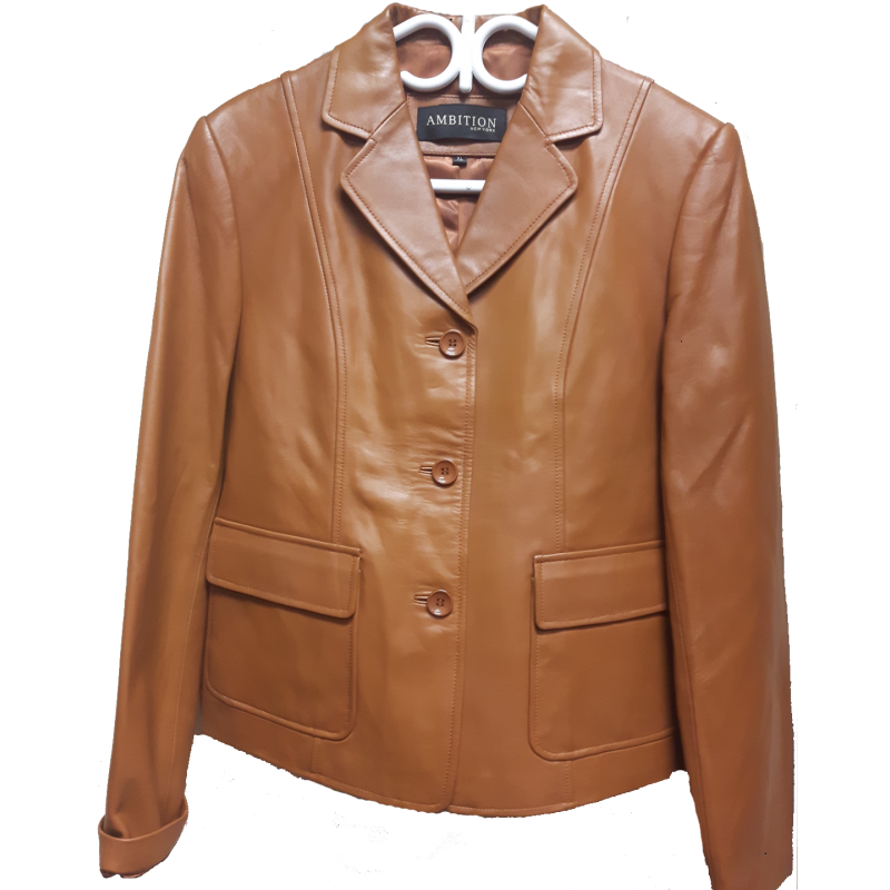 Ladies Caramel Casual Leather Jacket by Sofari Collections