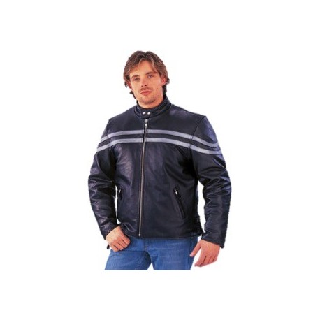 Men’s PREMIUM Leather Jacket with silver stripe