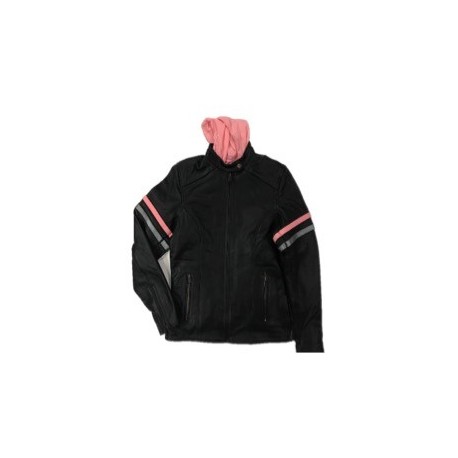 Ladies Premium Leather Jacket BLK/Pink