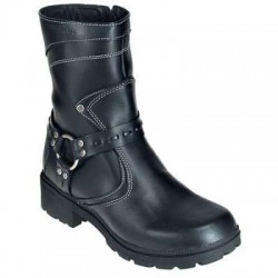 Milwaukee Boots: Women's Daredevil Black Leather Motorcycle Boots MVB239