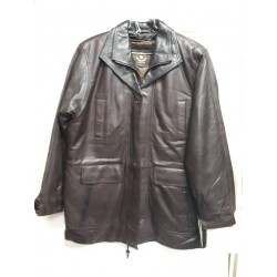 Mens Soft Casual Brown Leather Jacket with black collar- Zipout Liner