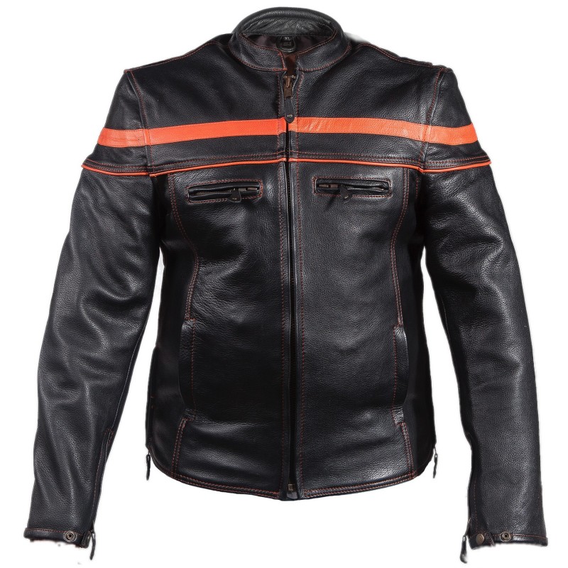 MENS Orange stripe jacket MJ812 by Sofari - Leather King & KingsPowerSports