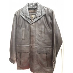 Mens Soft Casual Brown Leather Jacket with brown collar- Zipout Liner