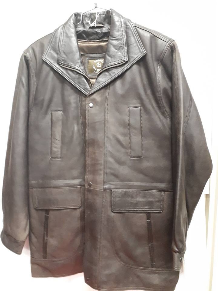 brown leather jacket with collar