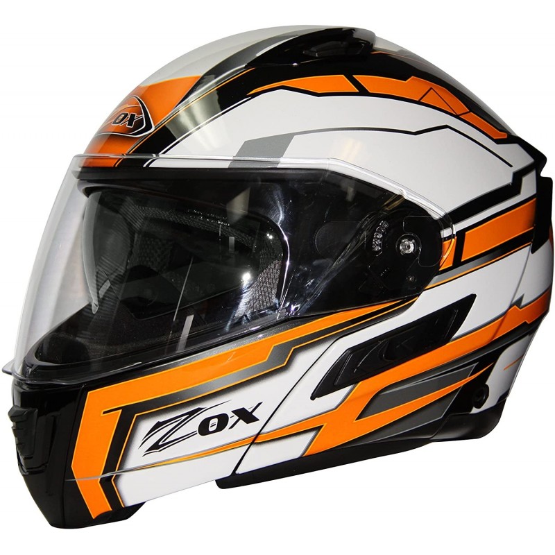 Modular / Flip up Helmet with drop down visor Delta Orange Zox Condor -  Leather King & KingsPowerSports