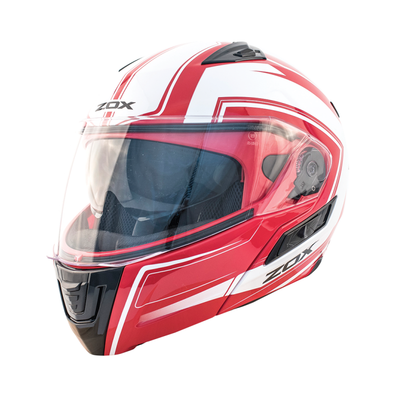 Modular / Flip up Helmet with drop down visor Envoy Red Zox Condor -  Leather King & KingsPowerSports