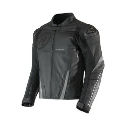 OLYMPIA KANTO Leather Sports Jacket Black/ Grey
