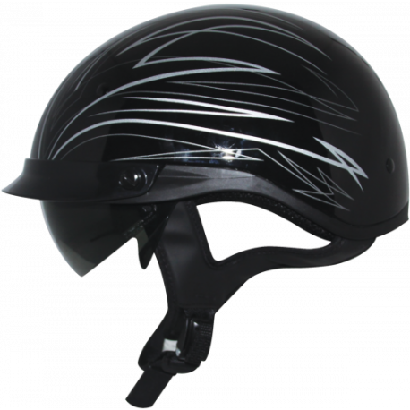 Half helmet with drop down visor Roadster IGNITE Glossy Black / Silver