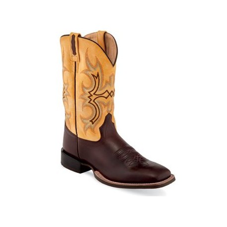 BSM1867 Broad Square Toe Boots (Dark Brown/Yellow)-Old West