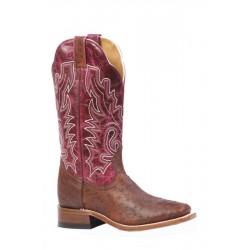 Boulet 3520 Ostrich Antique Saddle OPU Magenta Wide Square Toe Boots