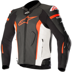 MISSILE Leather Jacket TECH-AIR® COMPATIBLE Black / white/ Red - by Alpinestars