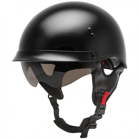 Gmax HH-65 Twin Full Dressed Half Helmet- GLOSS BLACK