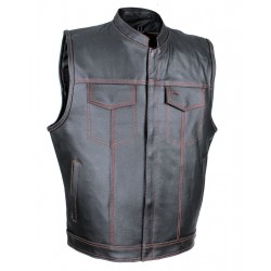 Club Vest with Snap/ zip - Black Stiching Black Lining, Club Split