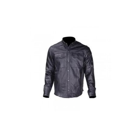 SNAP FRONT LEATHER SHIRT
