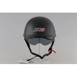 Open Face Motorcycle Helmet With Black Visor (DOT)