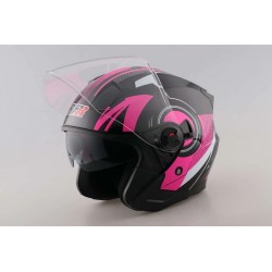 3/4 Pink Open Face Motorcycle Helmet with Dual Visor Shield