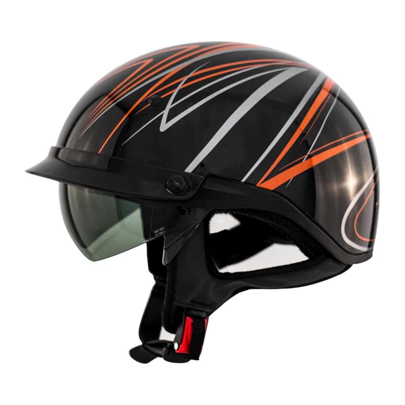 Half helmet with drop down visor Roadster FREEHAND Orange Leather