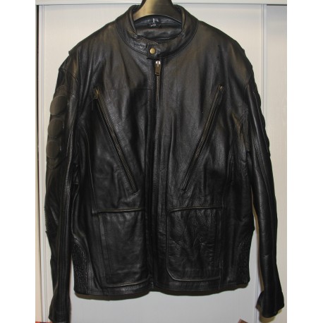 Black "Genuine Leather" Jacket w/Padded Shoulders