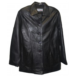 Ladies Black Button-Up Leather Jacket by Denali Collection