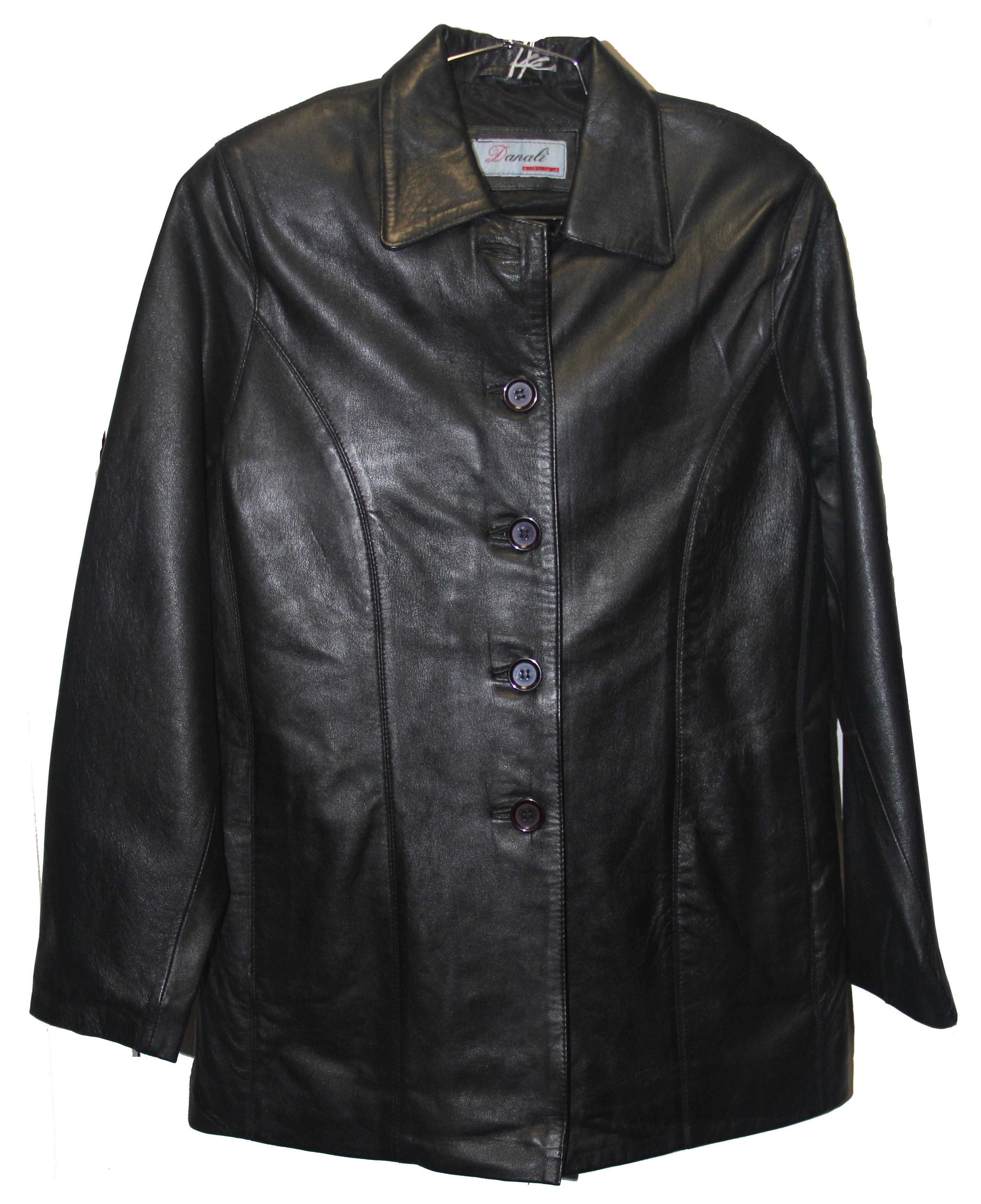 Button front store leather jacket