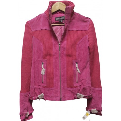 Ladies Suede and Knit Pink Light Jacket