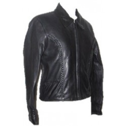 Ladies Braided Leather Jacket Black