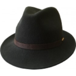 Trilby Dk Grey Wool Felt with leather band and Gold pin