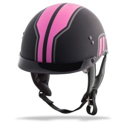 Gmax HH-65 Full Dressed Half Helmet- Black/Pink