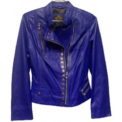 Beautifully Crafted Blue Leather Jacket