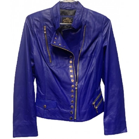 Beautifully Crafted Blue Leather Jacket