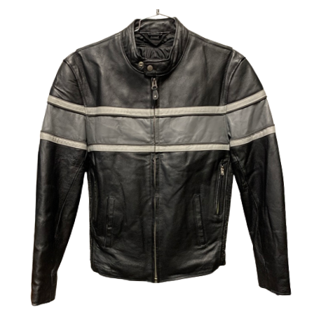Premium Scooter Jacket Grey Stripe - Leather King & KingsPowerSports