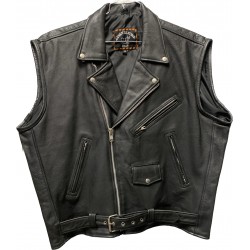 Men's Black Leather Jacket Vest by AK Leather