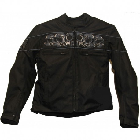 Black Textile Skull Sports Jacket by Milwaukee Cuir