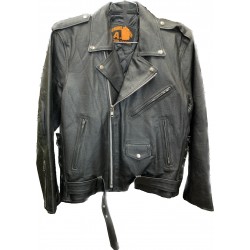 Men's Leather Cruiser Jacket with Lace-up side adjustments