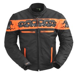 Black/Orange Cordura Skull Jacket Textile