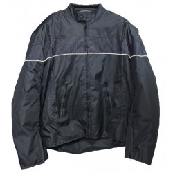Men's Black Textile Jacket w/3in Dk Grey Stripe, Reflective