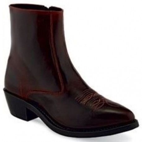Diego 45mm Side Zip Western Boot - Brown Hand-Dyed Leather