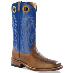 OLD WEST -Mens Tan Canyon Foot - Blue Shaft Broad Square Toe Boot BSM1829