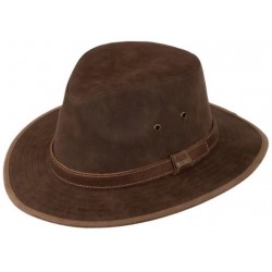 Raven Leather Hat by Outback - Brown