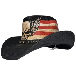 Skull 'n Flag Straw Cowboy Hat (Unisex)
