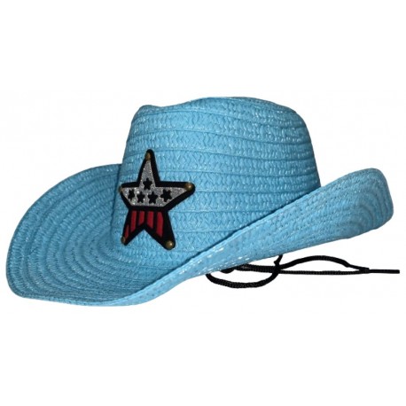 Lady's Blue "Western Star" Straw Cowboy Hat
