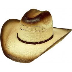 Straw Cowboy Western Hat, Beige with Brown Highlights