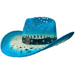 Lady's Turquoise & Beige Cowboy Hat - MT1