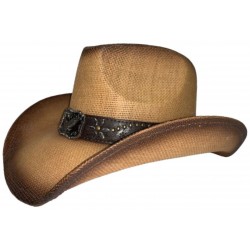 Tan/Brown Coloured Cowboy Hat with Designed Hatband No.6091
