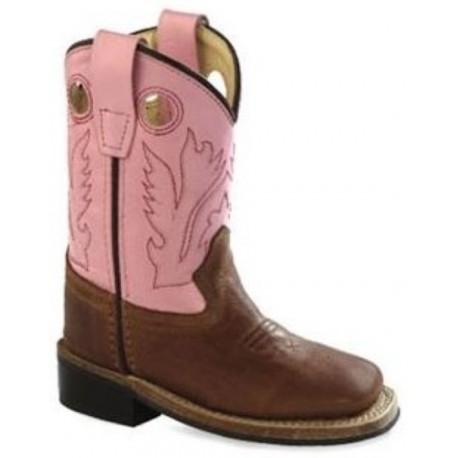 Jama Old West Toddlers' Canyon Brown & Pink Western Boot with Square Toe (BSI1839)