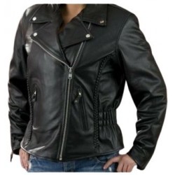 Ladies Braided/ Studded Leather Jacket