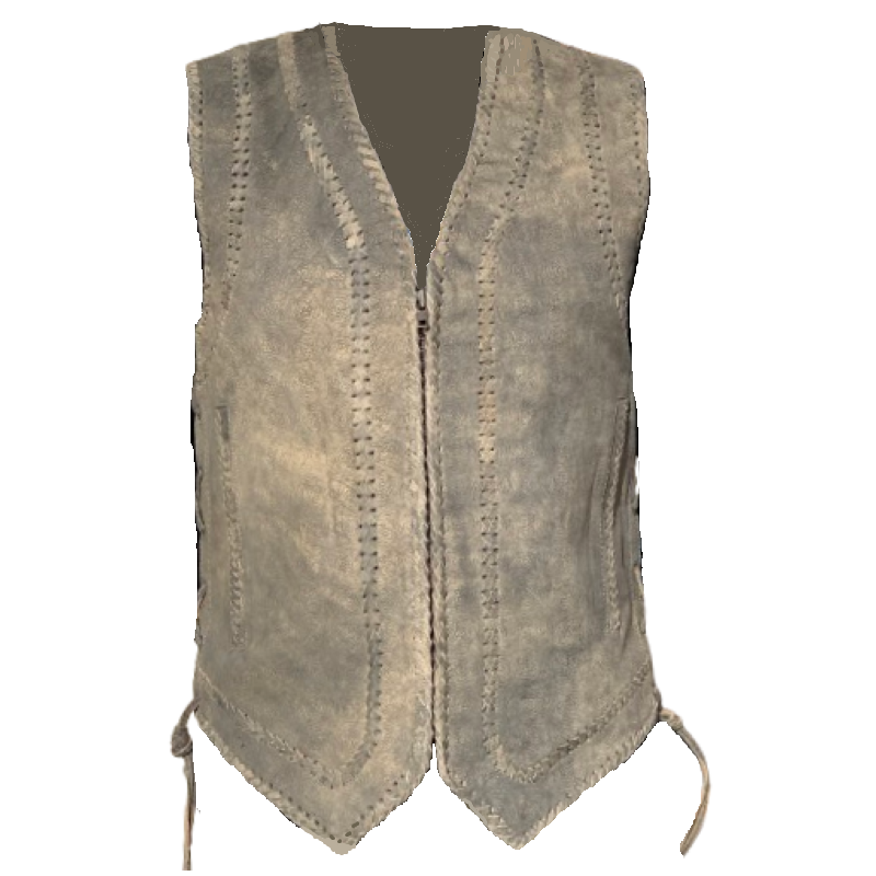 Men's Brown Western Vest with Braided Leather by Adnan - Leather King ...